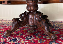 Load image into Gallery viewer, Antique French Black Forest Hunt Coffee Table OVAL Carved Griffins Oak 19th C