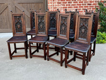 Load image into Gallery viewer, Antique French Set of 8 Chairs Gothic Revival Carved Oak 19th C
