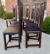 Load image into Gallery viewer, Antique French Set of 8 Chairs Gothic Revival Carved Oak 19th C