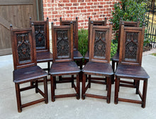 Load image into Gallery viewer, Antique French Set of 8 Chairs Gothic Revival Carved Oak 19th C