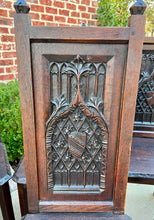 Load image into Gallery viewer, Antique French Set of 8 Chairs Gothic Revival Carved Oak 19th C