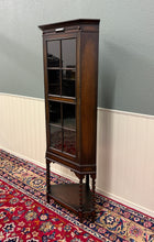 Load image into Gallery viewer, Antique English Jacobean Corner Cabinet Barley Twist Legs Glass Door Oak 1920s