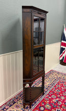 Load image into Gallery viewer, Antique English Jacobean Corner Cabinet Barley Twist Legs Glass Door Oak 1920s