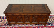 Load image into Gallery viewer, Antique French Gothic Trunk Chest Blanket Box Storage Coffer Knights Oak 19thC