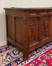 Load image into Gallery viewer, Antique French Gothic Trunk Chest Blanket Box Storage Coffer Knights Oak 19thC