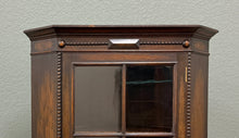 Load image into Gallery viewer, Antique English Jacobean Corner Cabinet Barley Twist Legs Glass Door Oak 1920s