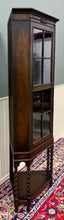 Load image into Gallery viewer, Antique English Jacobean Corner Cabinet Barley Twist Legs Glass Door Oak 1920s