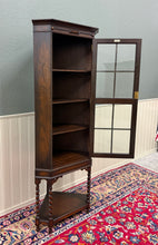 Load image into Gallery viewer, Antique English Jacobean Corner Cabinet Barley Twist Legs Glass Door Oak 1920s