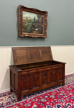 Load image into Gallery viewer, Antique French Gothic Trunk Chest Blanket Box Storage Coffer Knights Oak 19thC