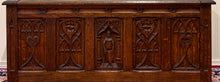 Load image into Gallery viewer, Antique French Gothic Trunk Chest Blanket Box Storage Coffer Knights Oak 19thC