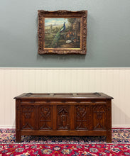 Load image into Gallery viewer, Antique French Gothic Trunk Chest Blanket Box Storage Coffer Knights Oak 19thC