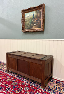 Antique French Gothic Trunk Chest Blanket Box Storage Coffer Knights Oak 19thC