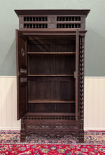 Load image into Gallery viewer, Antique French Breton Armoire Wardrobe Linen Cabinet Barley Twist Chestnut 19C