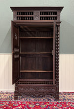 Load image into Gallery viewer, Antique French Breton Armoire Wardrobe Linen Cabinet Barley Twist Chestnut 19C