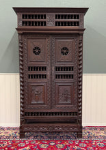 Load image into Gallery viewer, Antique French Breton Armoire Wardrobe Linen Cabinet Barley Twist Chestnut 19C