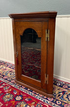 Load image into Gallery viewer, Antique English Corner Cabinet Carved Oak Hanging Wall Cabinet Storage c.1920s