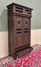Load image into Gallery viewer, Antique French Breton Armoire Wardrobe Linen Cabinet Barley Twist Chestnut 19C
