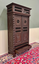 Load image into Gallery viewer, Antique French Breton Armoire Wardrobe Linen Cabinet Barley Twist Chestnut 19C