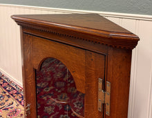 Load image into Gallery viewer, Antique English Corner Cabinet Carved Oak Hanging Wall Cabinet Storage c.1920s
