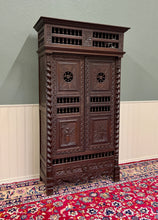 Load image into Gallery viewer, Antique French Breton Armoire Wardrobe Linen Cabinet Barley Twist Chestnut 19C