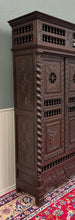 Load image into Gallery viewer, Antique French Breton Armoire Wardrobe Linen Cabinet Barley Twist Chestnut 19C