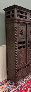 Antique French Breton Armoire Wardrobe Linen Cabinet Barley Twist Chestnut 19C