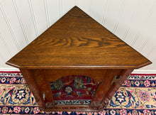 Load image into Gallery viewer, Antique English Corner Cabinet Carved Oak Hanging Wall Cabinet Storage c.1920s
