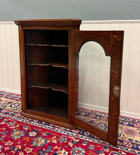 Load image into Gallery viewer, Antique English Corner Cabinet Carved Oak Hanging Wall Cabinet Storage c.1920s