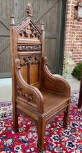 Load image into Gallery viewer, Antique French PAIR Bishops Throne Alter Chairs Gothic Revival Oak 19thC