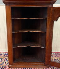 Load image into Gallery viewer, Antique English Corner Cabinet Carved Oak Hanging Wall Cabinet Storage c.1920s