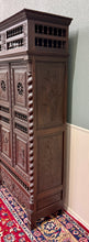 Load image into Gallery viewer, Antique French Breton Armoire Wardrobe Linen Cabinet Barley Twist Chestnut 19C