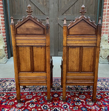 Load image into Gallery viewer, Antique French PAIR Bishops Throne Alter Chairs Gothic Revival Oak 19thC