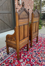 Load image into Gallery viewer, Antique French PAIR Bishops Throne Alter Chairs Gothic Revival Oak 19thC