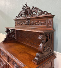 Load image into Gallery viewer, Antique French Renaissance Revival Hunt Buffet Server Sideboard Dark Oak 19C