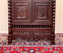 Load image into Gallery viewer, Antique French Breton Armoire Wardrobe Linen Cabinet Barley Twist Chestnut 19C