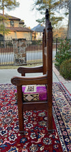 Load image into Gallery viewer, Antique French Chair Gothic Revival Bishops Throne Altar Chair Cushion Oak 19thC