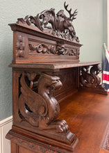 Load image into Gallery viewer, Antique French Renaissance Revival Hunt Buffet Server Sideboard Dark Oak 19C