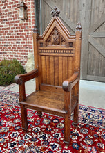 Load image into Gallery viewer, Antique French Chair Gothic Revival Bishops Throne Altar Chair Cushion Oak 19thC