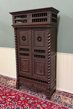 Load image into Gallery viewer, Antique French Breton Armoire Wardrobe Linen Cabinet Barley Twist Chestnut 19C