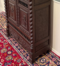 Load image into Gallery viewer, Antique French Breton Armoire Wardrobe Linen Cabinet Barley Twist Chestnut 19C