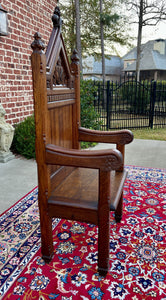 Antique French Chair Gothic Revival Bishops Throne Altar Chair Cushion Oak 19thC