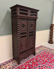 Load image into Gallery viewer, Antique French Breton Armoire Wardrobe Linen Cabinet Barley Twist Chestnut 19C