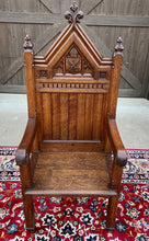 Load image into Gallery viewer, Antique French Chair Gothic Revival Bishops Throne Altar Chair Cushion Oak 19thC