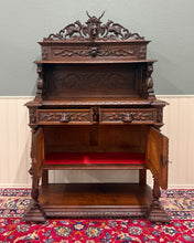 Load image into Gallery viewer, Antique French Renaissance Revival Hunt Buffet Server Sideboard Dark Oak 19C