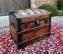 Load image into Gallery viewer, Antique Steamer Trunk Chest Blanket Box Domed Hump Back Oak Refurbished