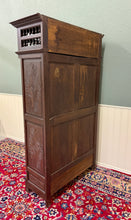 Load image into Gallery viewer, Antique French Breton Armoire Wardrobe Linen Cabinet Barley Twist Chestnut 19C