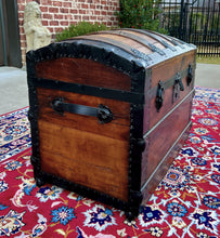 Load image into Gallery viewer, Antique Steamer Trunk Chest Blanket Box Domed Hump Back Oak Refurbished