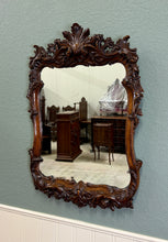 Load image into Gallery viewer, Antique French Rococo Mirror Framed Hanging Wall Mirror Rectangular Carved Oak