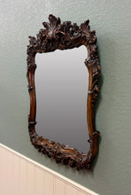 Load image into Gallery viewer, Antique French Rococo Mirror Framed Hanging Wall Mirror Rectangular Carved Oak