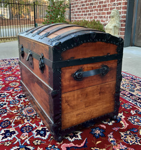 Antique Steamer Trunk Chest Blanket Box Domed Hump Back Oak Refurbished